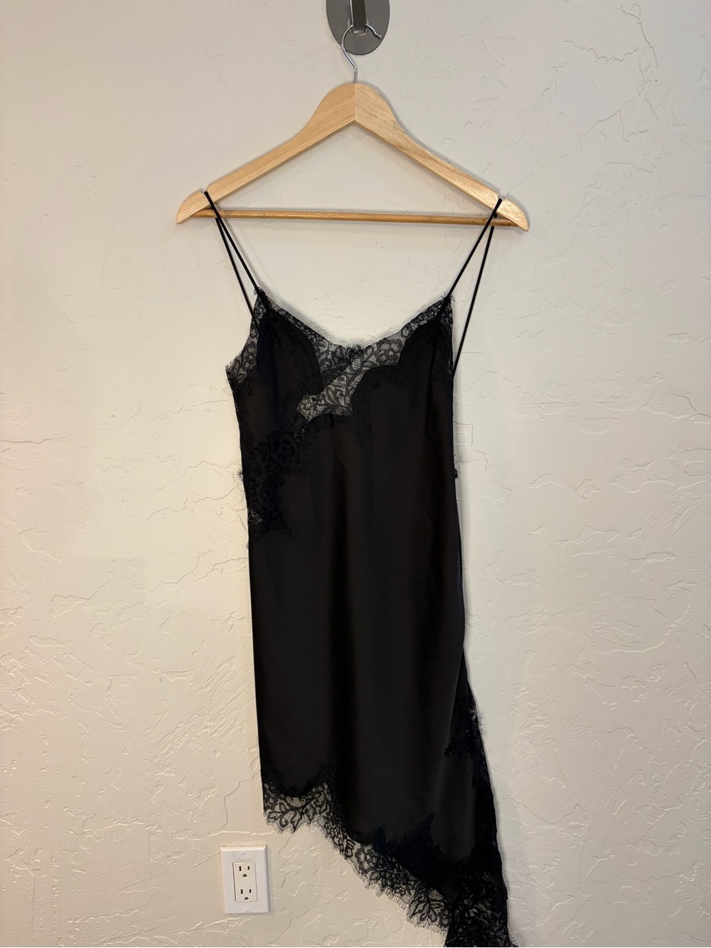Zara Black Lace-Trim Slip Dress